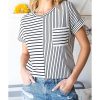 Azura Exchange Striped Print Chest Pocket T-Shirt – L