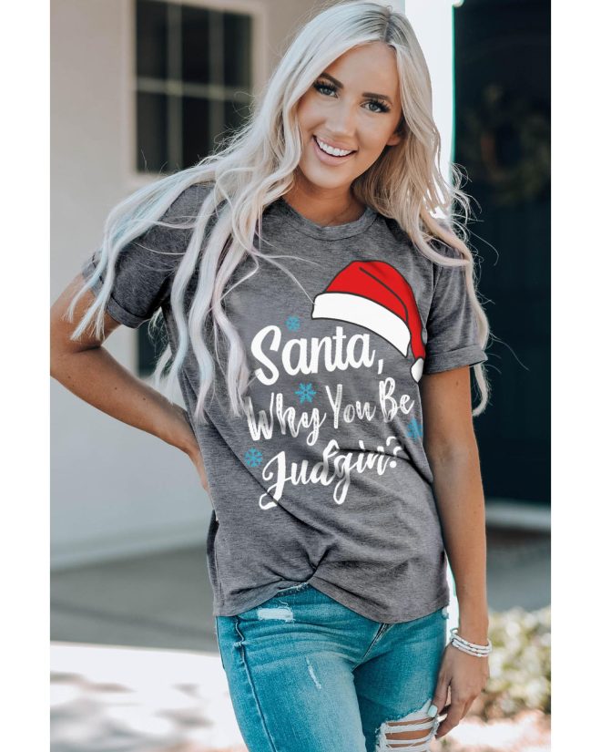 Azura Exchange Santa Hat Snowflake Tee – L