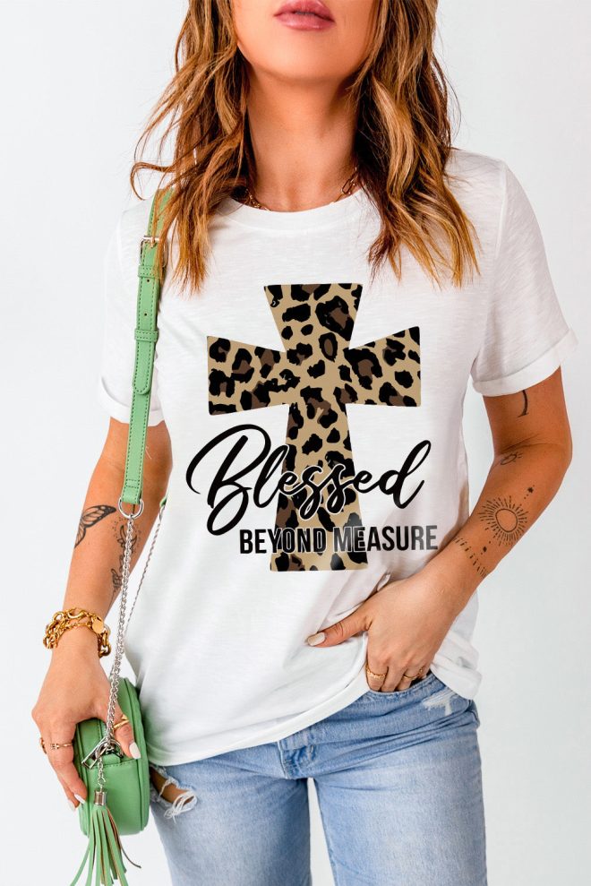 Azura Exchange Leopard Cross Graphic Print T-Shirt – L