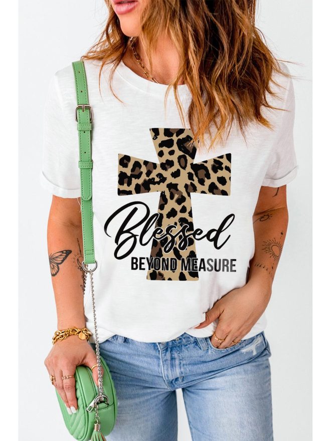 Azura Exchange Leopard Cross Graphic Print T-Shirt – L