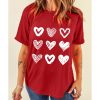 Azura Exchange Heart Glitter Flocking Pattern Valentines Graphic Tee – S