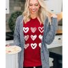 Azura Exchange Heart Glitter Flocking Pattern Valentines Graphic Tee – S