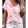 Azura Exchange Floral Print V Neck T-shirt – L