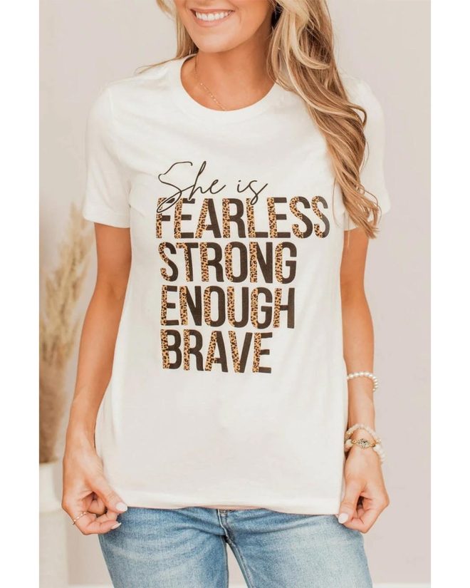 Azura Exchange FEARLESS STRONG ENOUGH BRAVE Graphic Tee – L