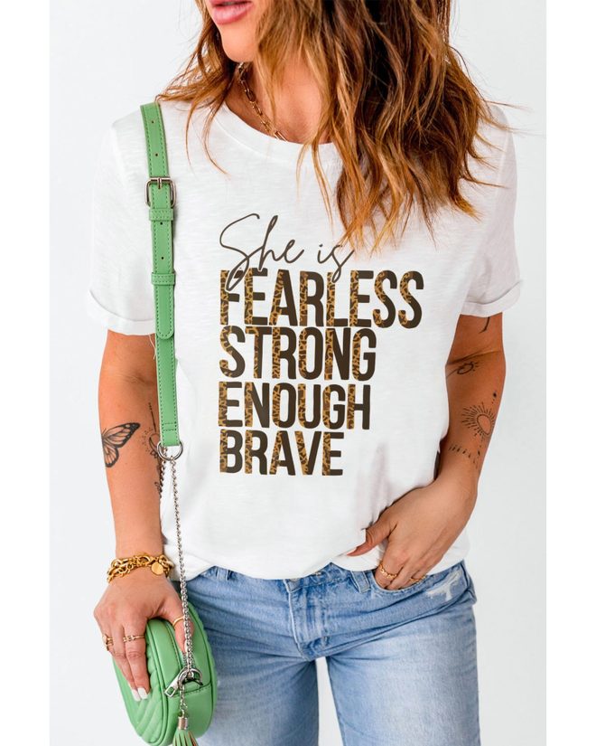 Azura Exchange FEARLESS STRONG ENOUGH BRAVE Graphic Tee – L