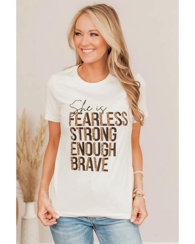 Azura Exchange FEARLESS STRONG ENOUGH BRAVE Graphic Tee – L