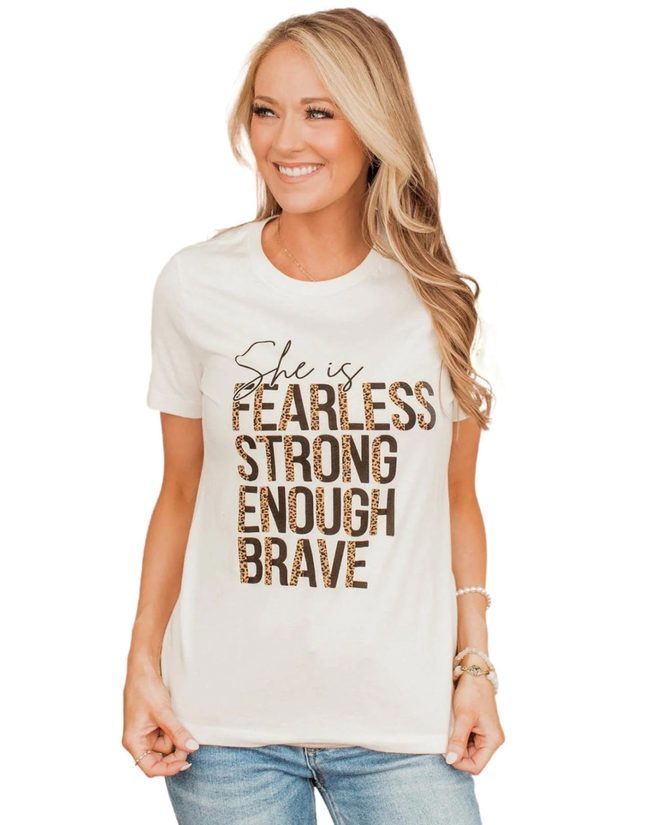 Azura Exchange FEARLESS STRONG ENOUGH BRAVE Graphic Tee – L