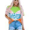 Azura Exchange Leopard Patchwork Waffle Knit T-Shirt – M