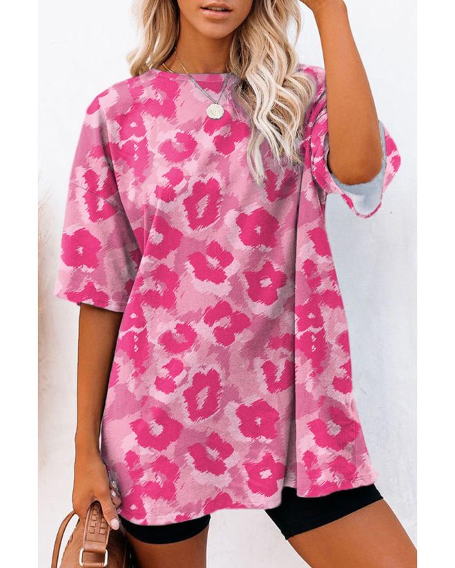 Azura Exchange Leopard Print Oversized T-Shirt – L