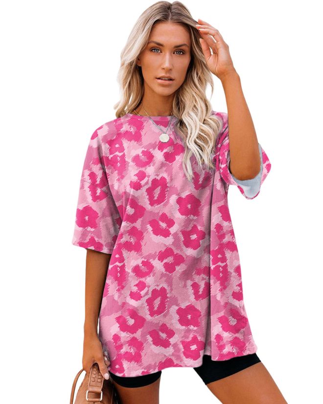 Azura Exchange Leopard Print Oversized T-Shirt – L