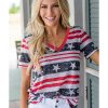 Azura Exchange Star and Stripe Print V-Neck T-Shirt – M