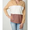 Azura Exchange Split V Neck Color Block Henley Top – L