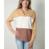 Azura Exchange Split V Neck Color Block Henley Top – L