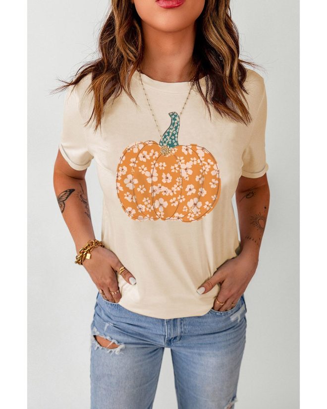 Azura Exchange Floral Pumpkin Graphic Tee – 2XL