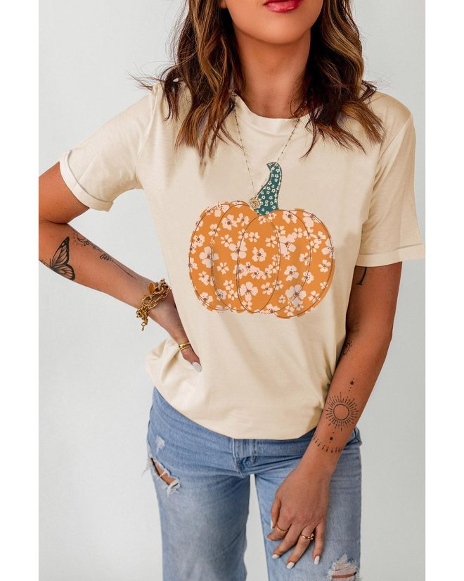 Azura Exchange Floral Pumpkin Graphic Tee – 2XL