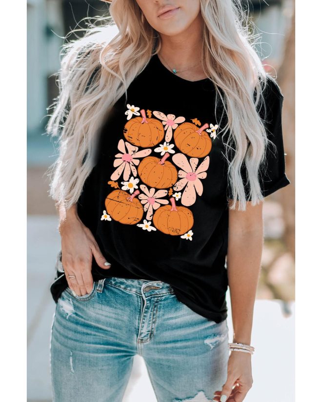 Azura Exchange Pumpkin Flower Square Graphic Tee – 2XL