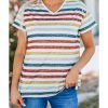 Azura Exchange Striped V Neck T-shirt – 2XL