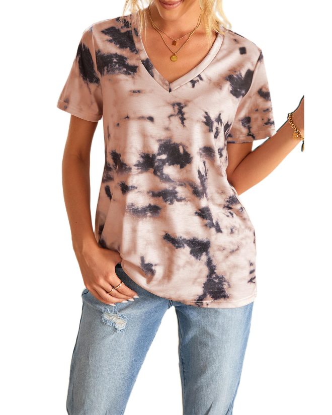 Azura Exchange V Neck Tie-dye T-shirt – 2XL