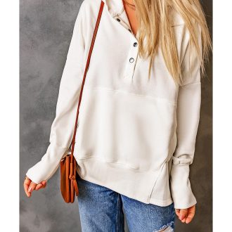 Azura Exchange Batwing Sleeve Henley Hoodie with Pockets