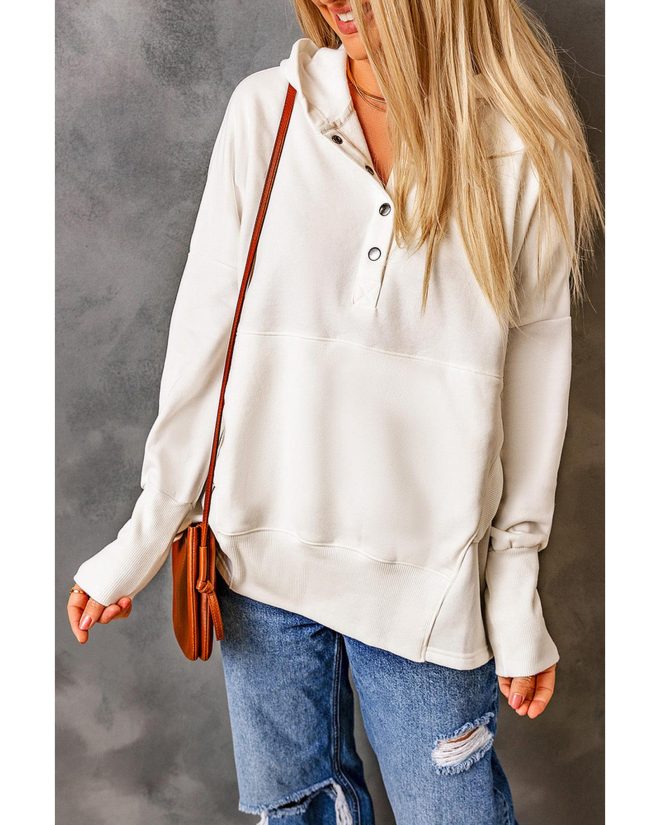 Azura Exchange Batwing Sleeve Henley Hoodie with Pockets – 2XL