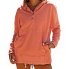 Azura Exchange Batwing Sleeve Pocketed Henley Hoodie – L