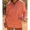 Azura Exchange Batwing Sleeve Pocketed Henley Hoodie – L