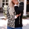 Azura Exchange Leopard Patchwork Hooded Sweatshirt – L