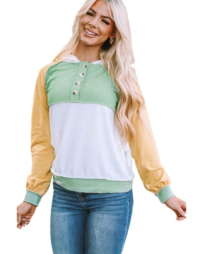 Azura Exchange Button Accent Colorblock Hoodie – M