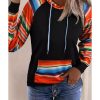 Azura Exchange Striped Patchwork Kangaroo Pocket Hoodie – L