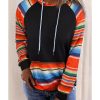 Azura Exchange Striped Patchwork Kangaroo Pocket Hoodie – L