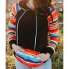 Azura Exchange Striped Patchwork Kangaroo Pocket Hoodie – L