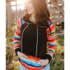 Azura Exchange Striped Patchwork Kangaroo Pocket Hoodie – L