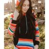 Azura Exchange Striped Patchwork Kangaroo Pocket Hoodie – L