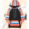 Azura Exchange Striped Patchwork Kangaroo Pocket Hoodie – L