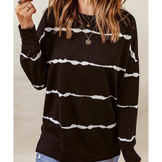 Azura Exchange Abstract Striped Long Sleeve Sweatshirt