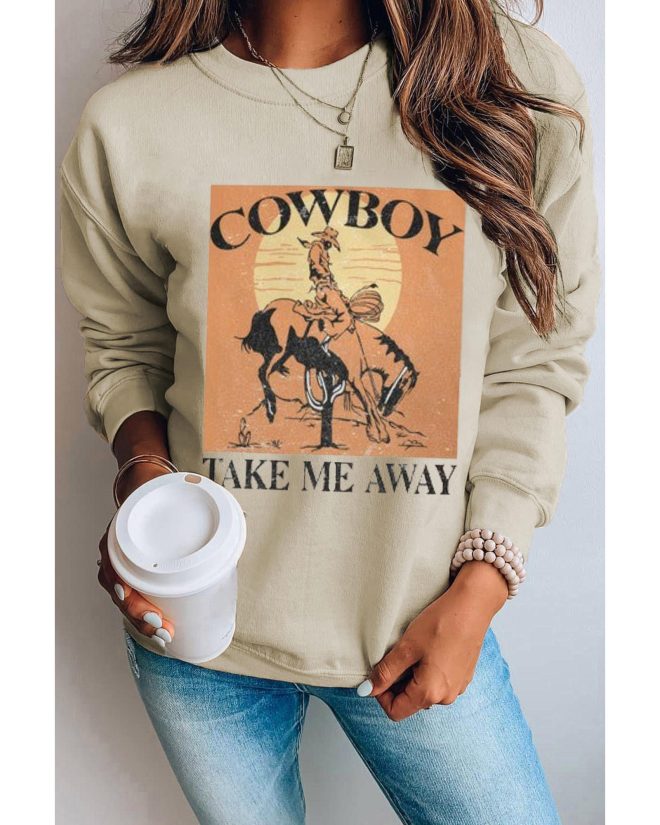 Azura Exchange Cowboy Take Me Away Graphic Print Pullover Sweatshirt – 2XL