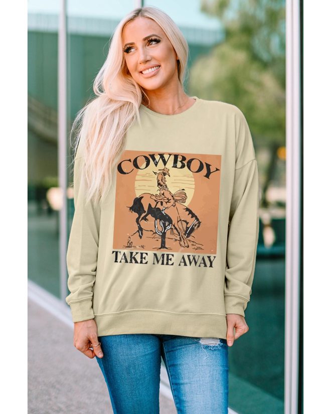 Azura Exchange Cowboy Take Me Away Graphic Print Pullover Sweatshirt – 2XL