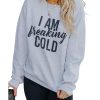 Azura Exchange Breaking COLD Letter Print Sweatshirt – L