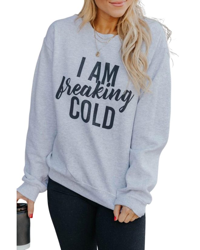 Azura Exchange Breaking COLD Letter Print Sweatshirt – L