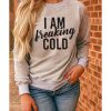 Azura Exchange Breaking COLD Letter Print Sweatshirt – L