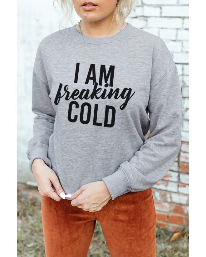 Azura Exchange Breaking COLD Letter Print Sweatshirt – L