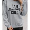 Azura Exchange Breaking COLD Letter Print Sweatshirt – L