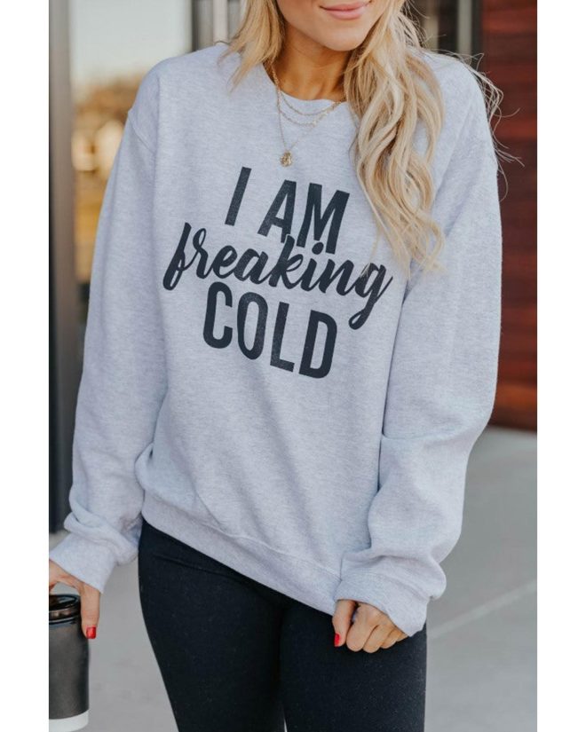 Azura Exchange Breaking COLD Letter Print Sweatshirt – L