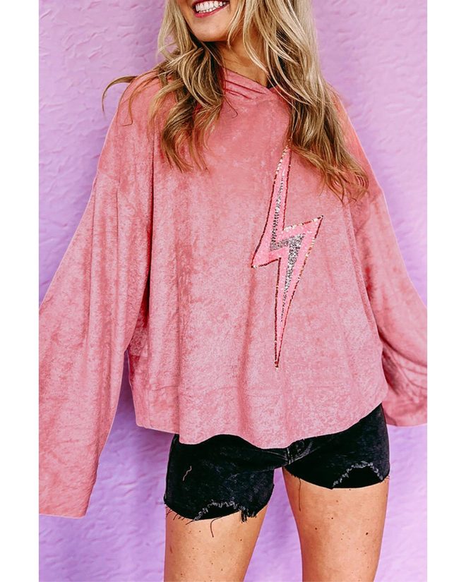 Azura Exchange Sequin Oversized Hoodie – L