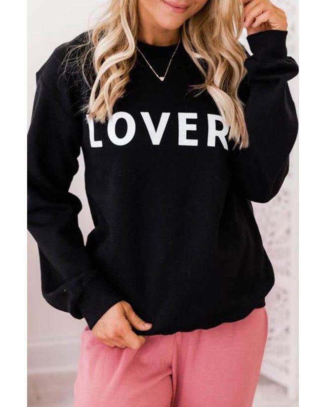 Azura Exchange Lover Crew Neck Sweatshirt with Letter Print – 2XL