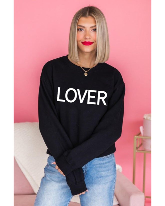 Azura Exchange Lover Crew Neck Sweatshirt with Letter Print – 2XL