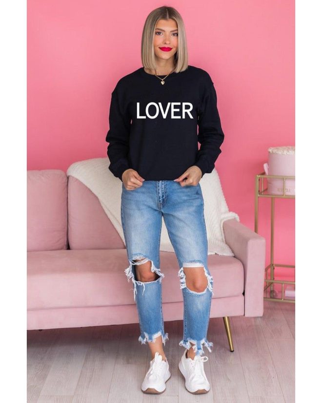 Azura Exchange Lover Crew Neck Sweatshirt with Letter Print – 2XL