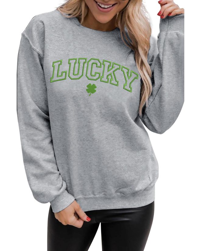 Azura Exchange Clover Embroidered Pullover Sweatshirt – 2XL