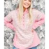 Azura Exchange Striped Tweed Patchwork Button Hoodie – L