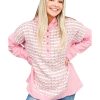 Azura Exchange Striped Tweed Patchwork Button Hoodie – L